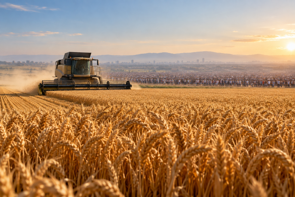 Wheat harvest representing the Green Revolution and the failed mass-famine predictions of the 1970s