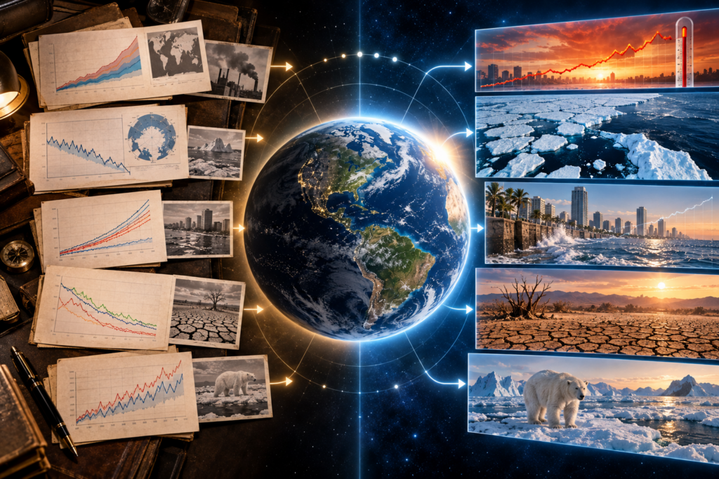 Historical climate predictions compared with decades of observed climate data